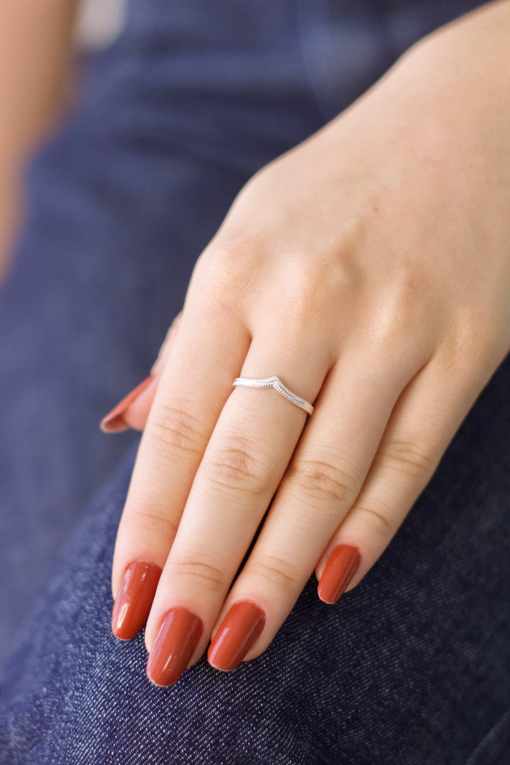 Anel Chevron Minimalista Prata 925