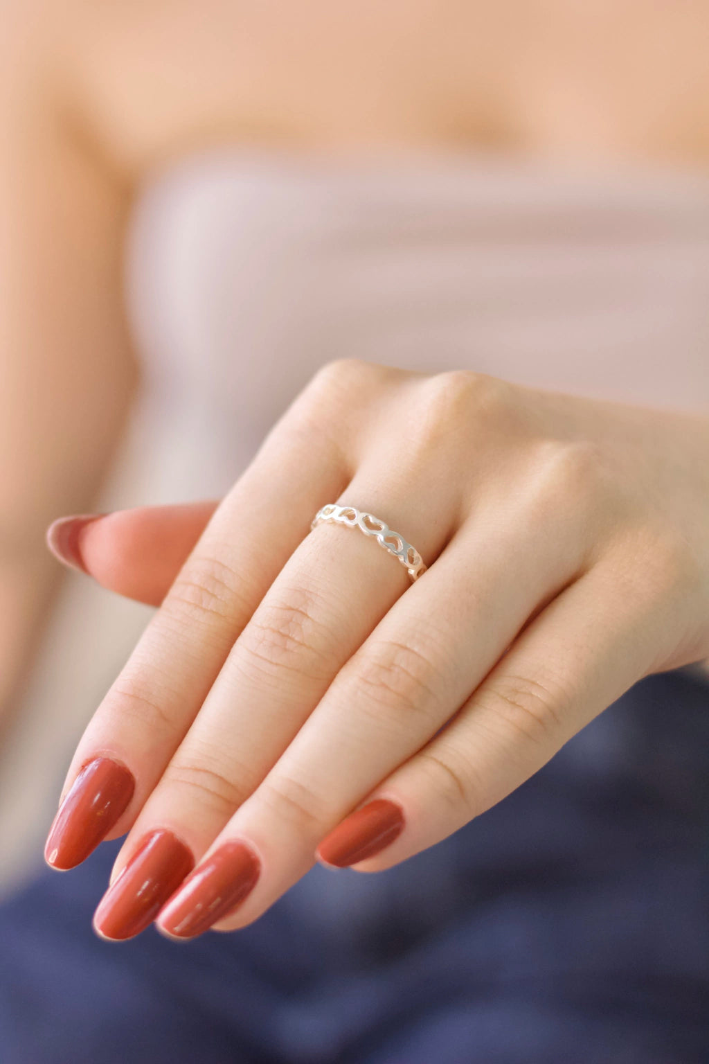 Anel Corações Prata 925