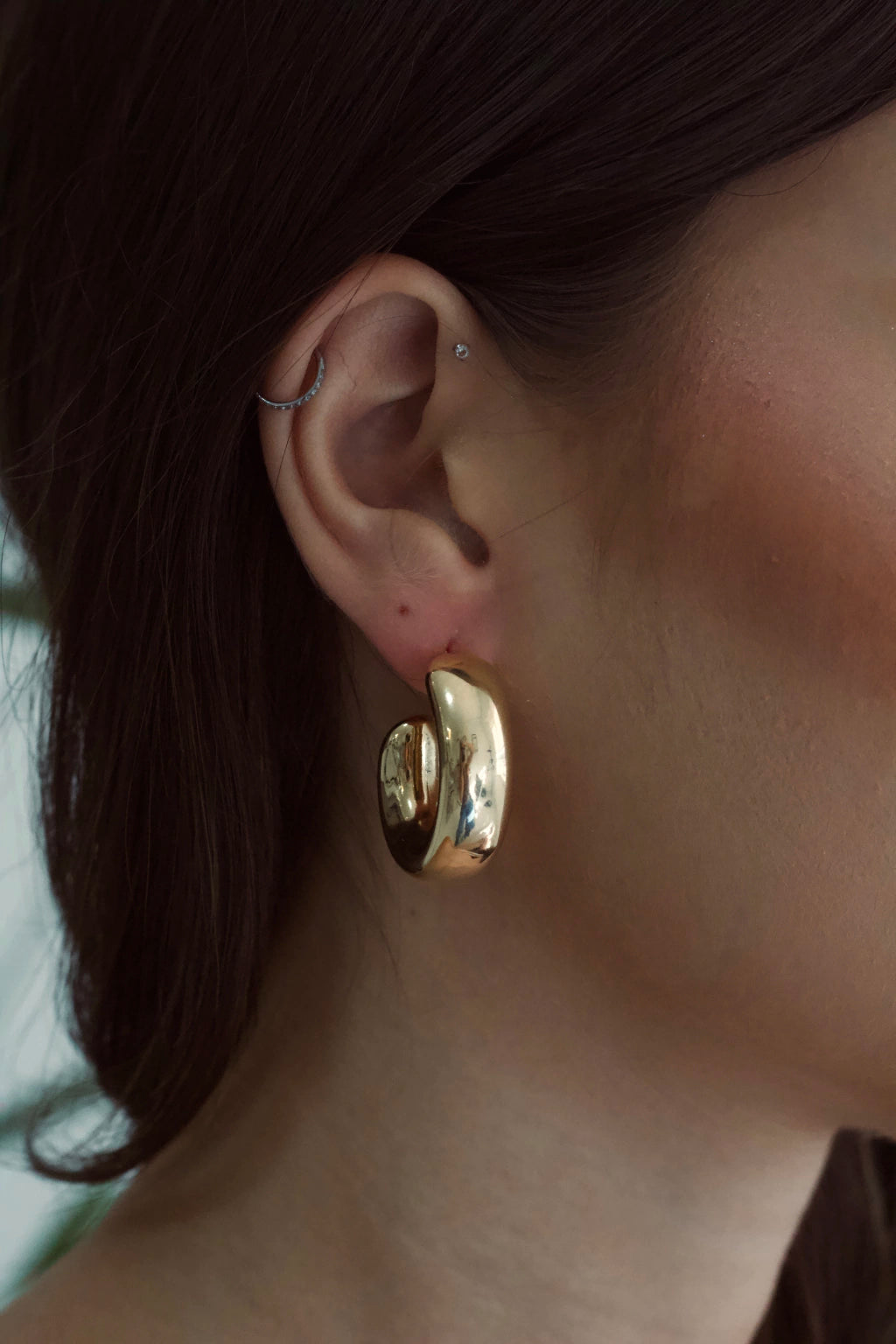 Argola Tubo Disco Robusto Semijoia