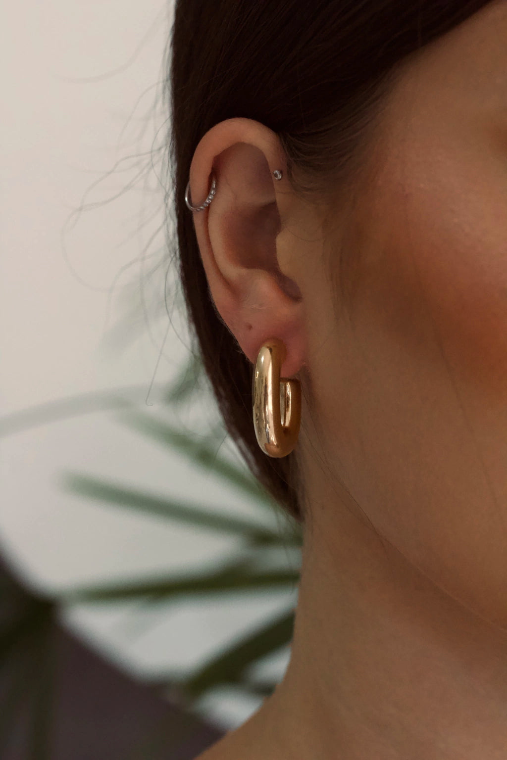 Argola Tubo Retangular Semijoia