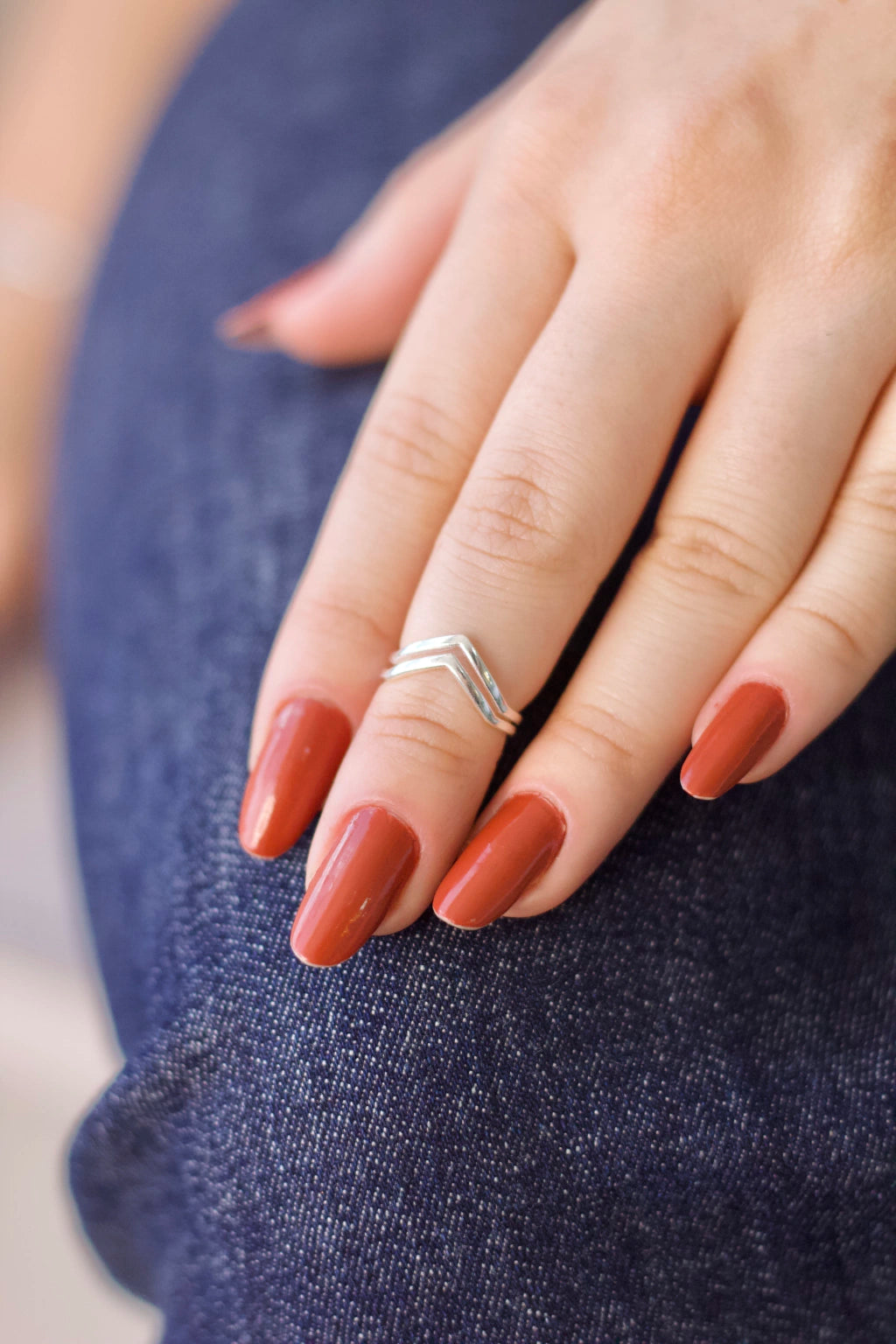 Anel Falange Regulável Chevron Prata 925