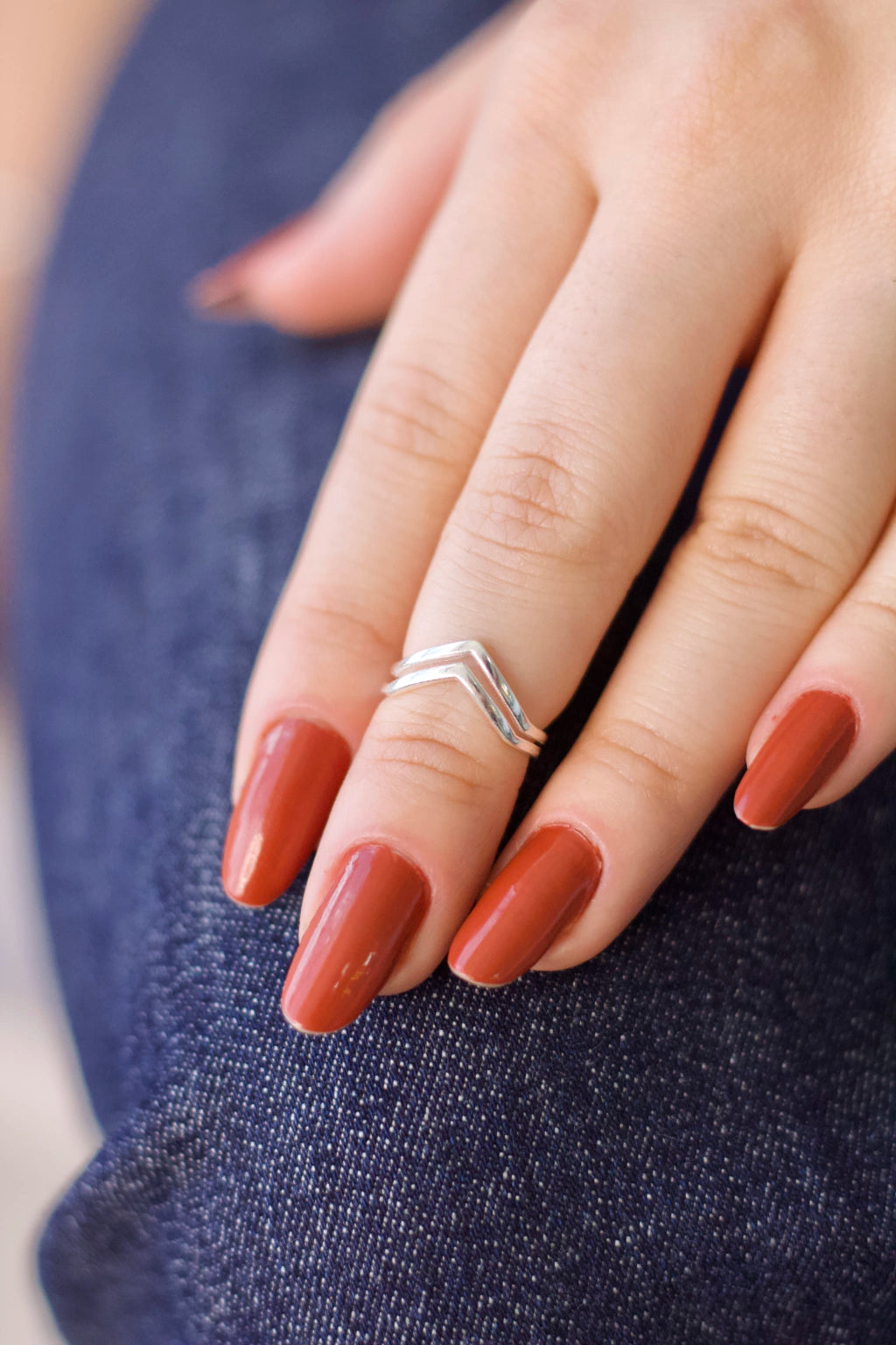 Anel Falange Regulável Chevron Prata 925