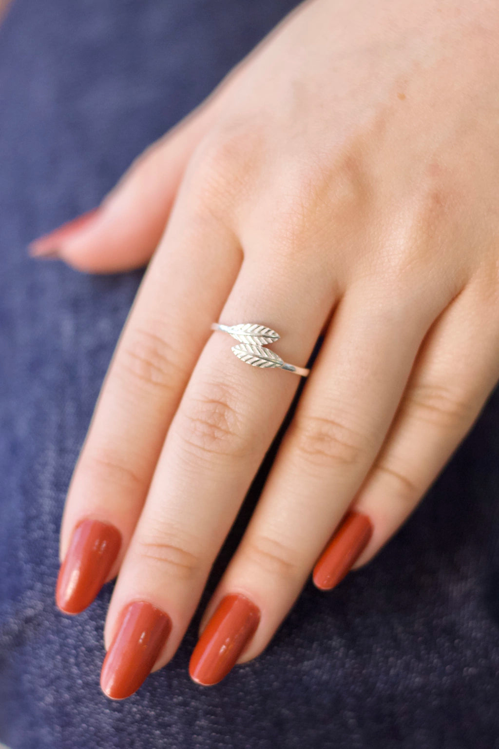 Anel Folha Prata 925