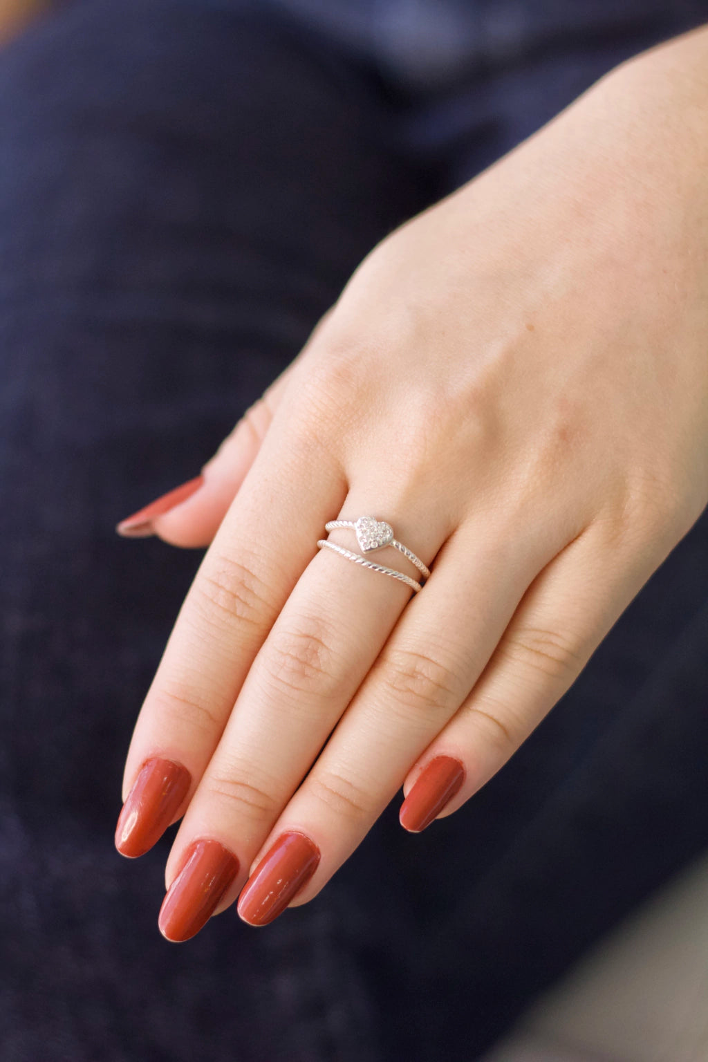 Anel Aro Duplo Coração Prata 925