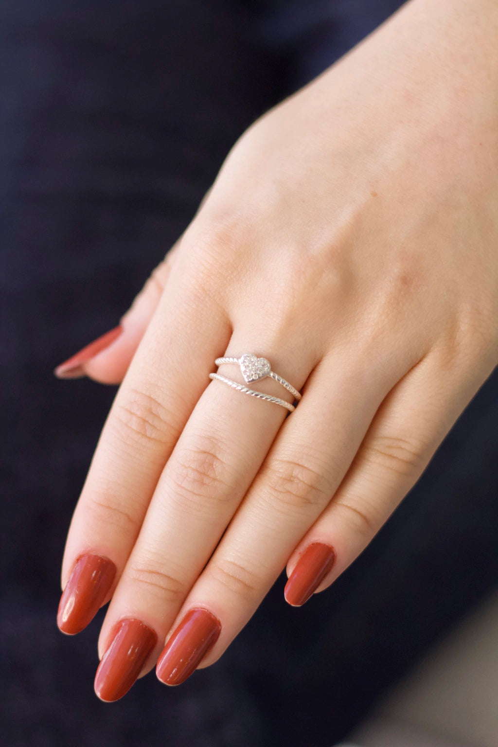 Anel Aro Duplo Coração Prata 925