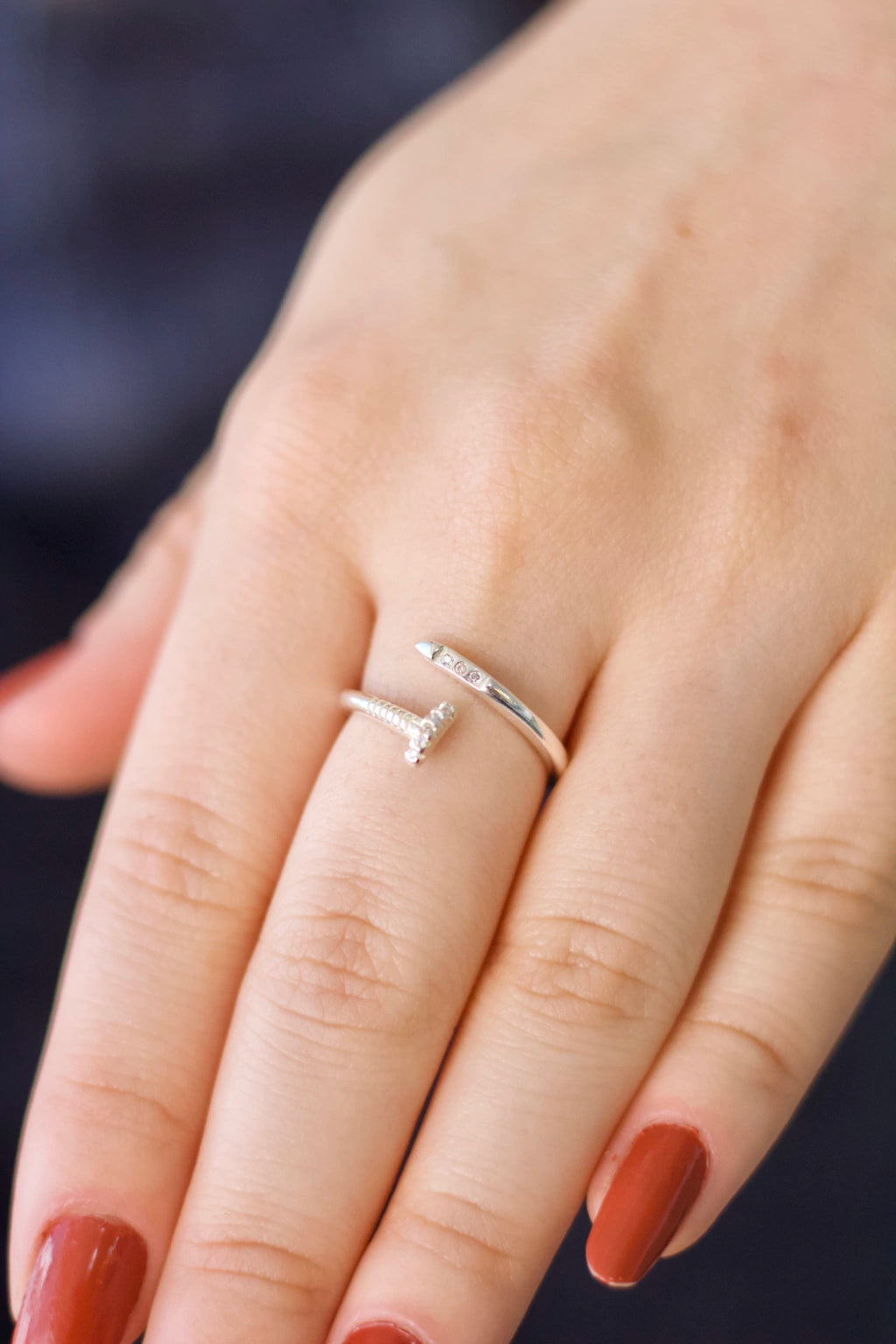 Anel “Prego” Regulável Prata 925