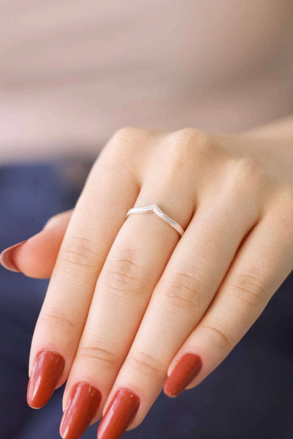 Anel Chevron Minimalista Prata 925