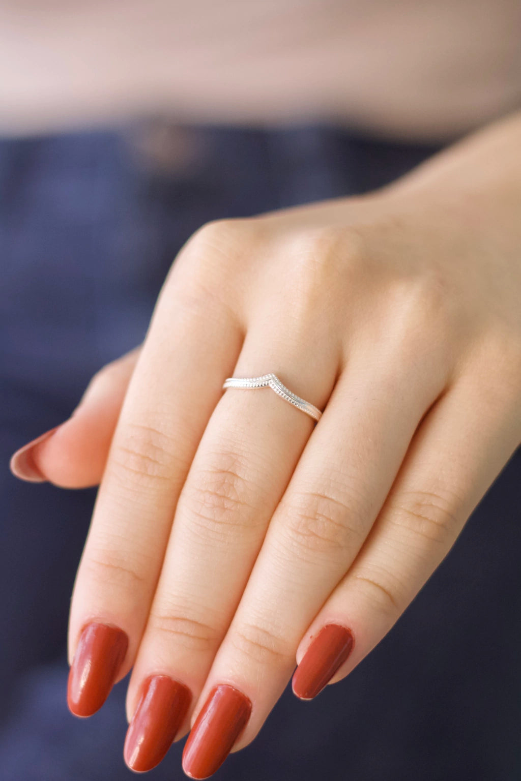 Anel Chevron Minimalista Prata 925