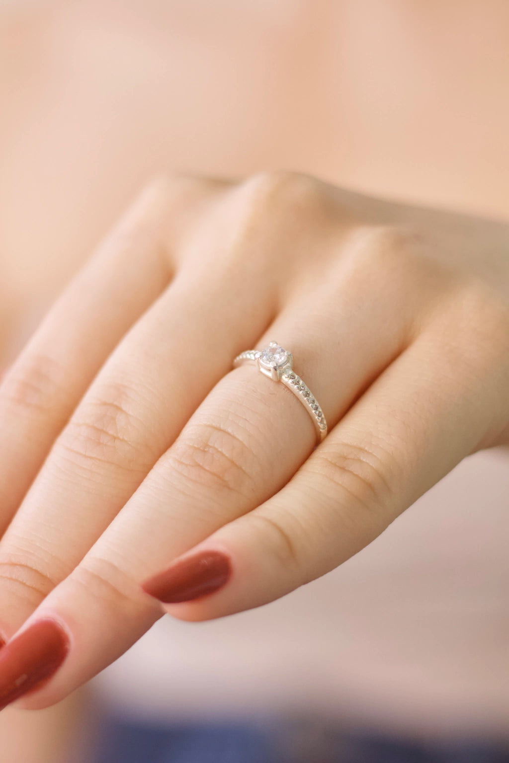 Anel Solitário Pedra Baixa Prata 925