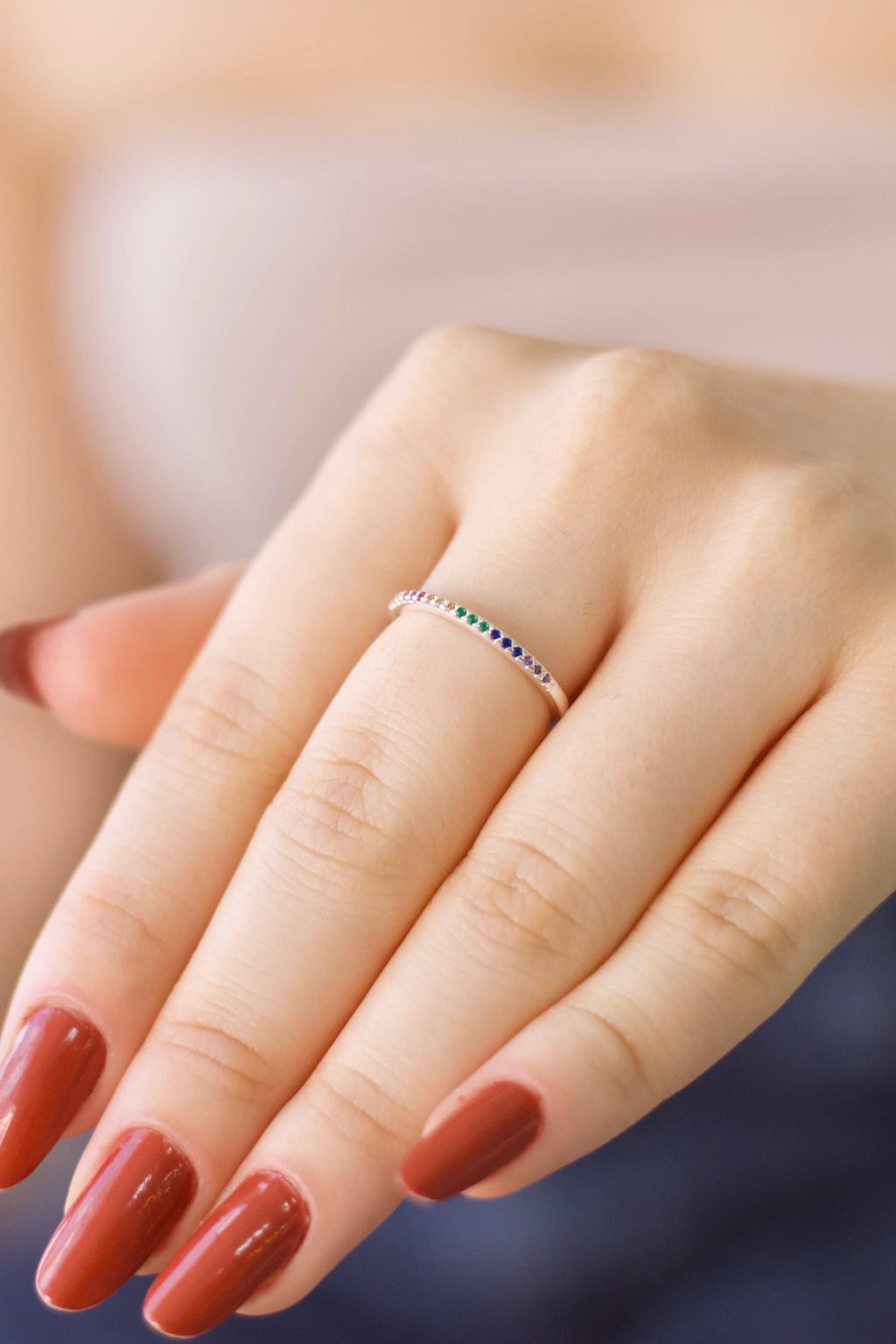 Anel Aparador Colorido Prata 925