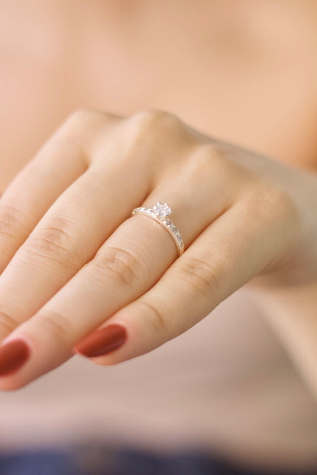 Anel Solitário Pedra Alta Prata 925