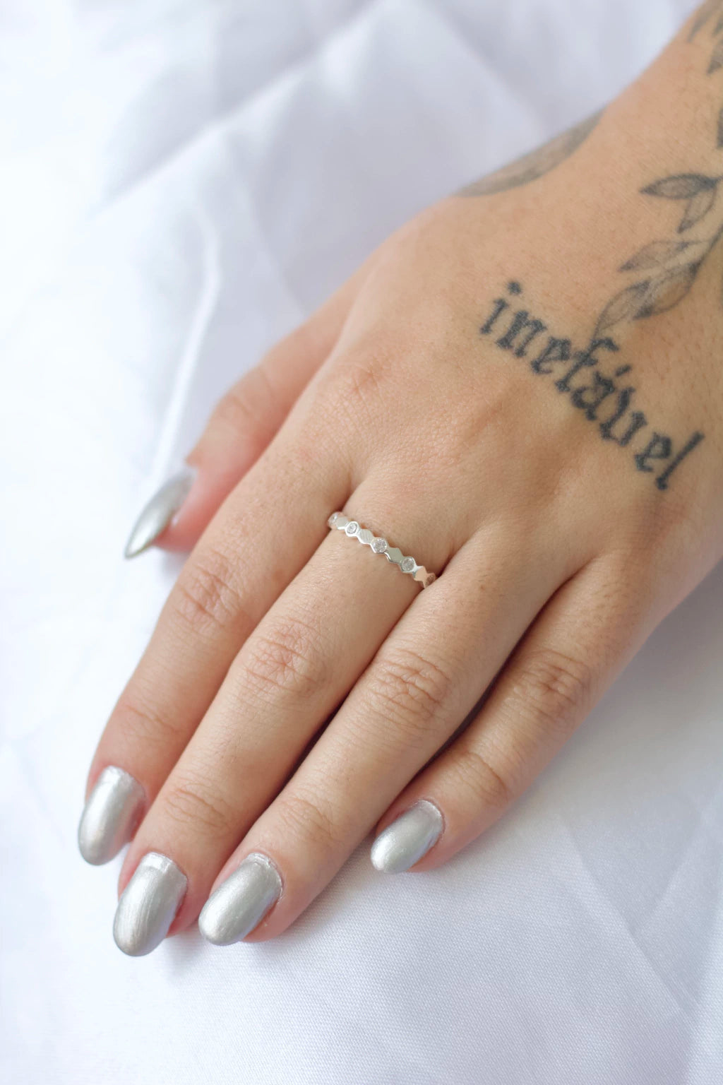 Anel Losangos Lisos Prata 925