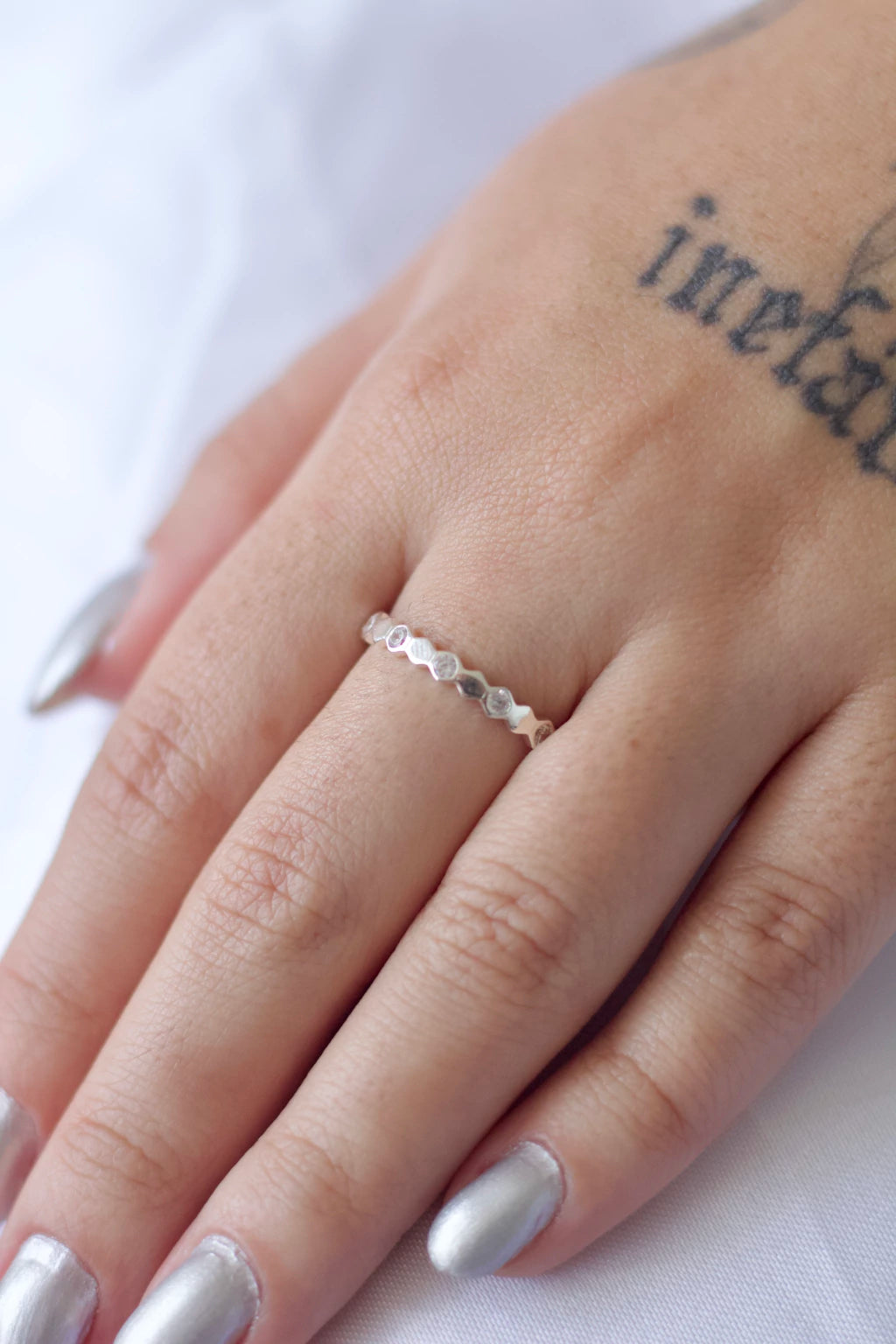 Anel Losangos Lisos Prata 925