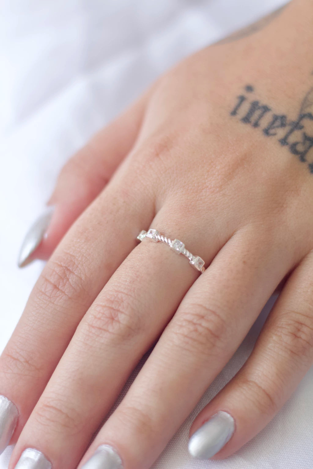 Anel Quadrados Prata 925