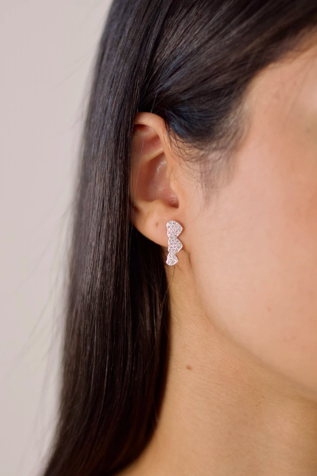 Brinco Três Corações Prata 925