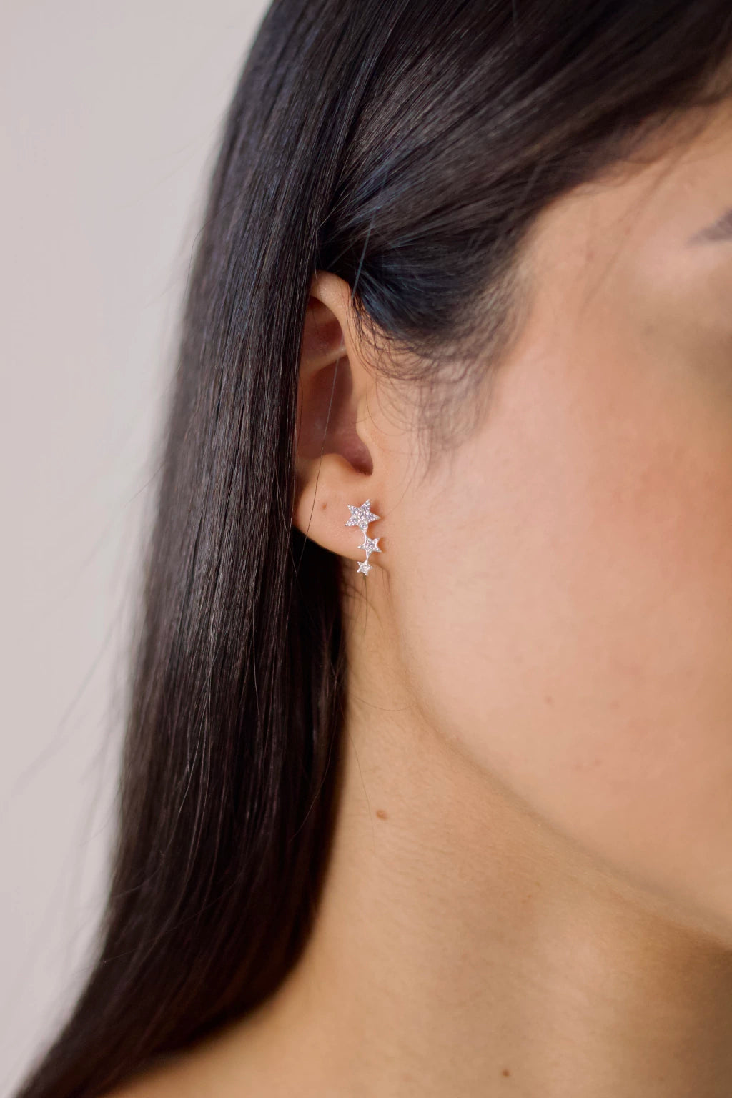 Brinco Três Estrelas Prata 925