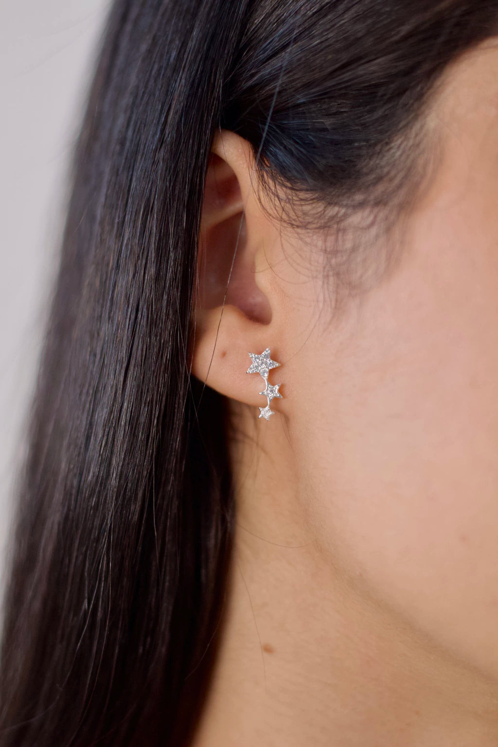 Brinco Três Estrelas Prata 925