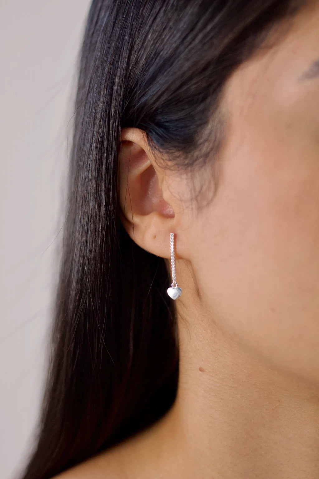 Brinco Palito com Coração Prata 925