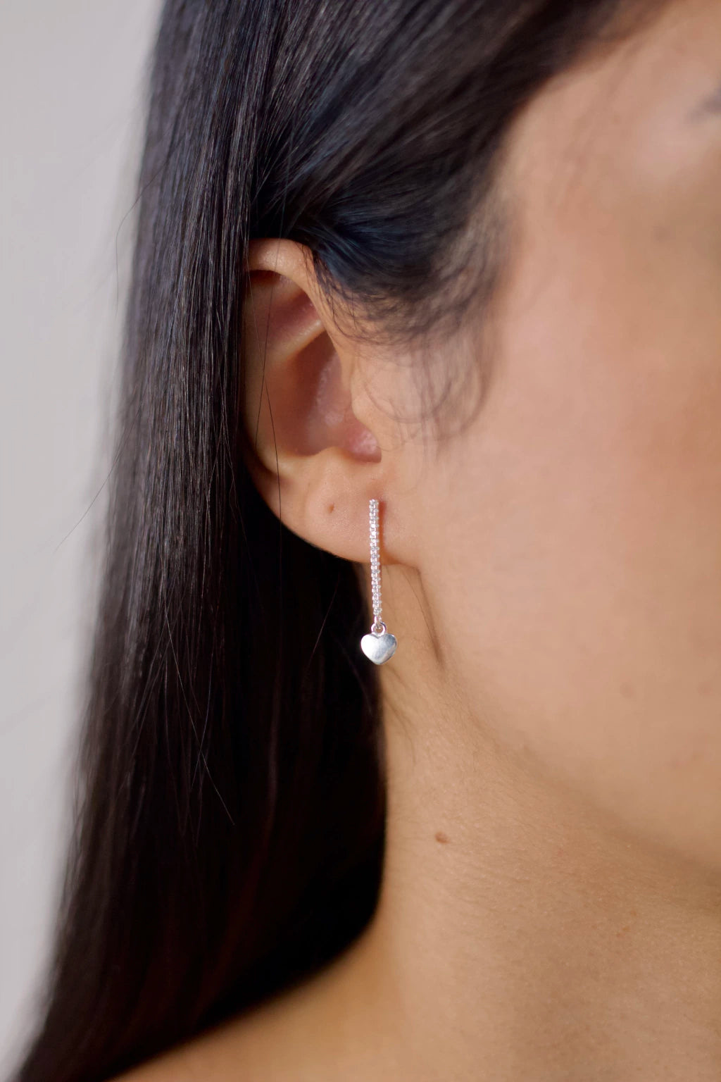 Brinco Palito com Coração Prata 925